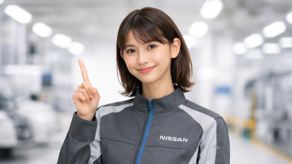 ガイドしている日産期間工の女性