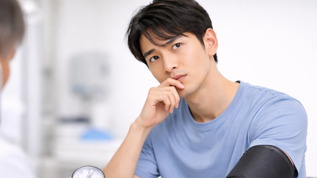 健康診断の結果を気にしている男性