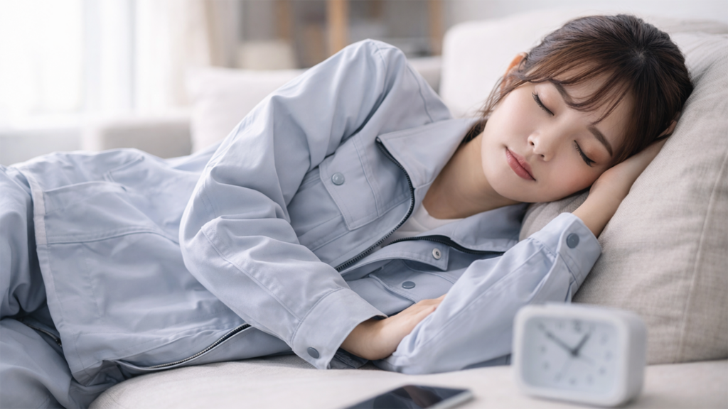 仮眠している工場期間工