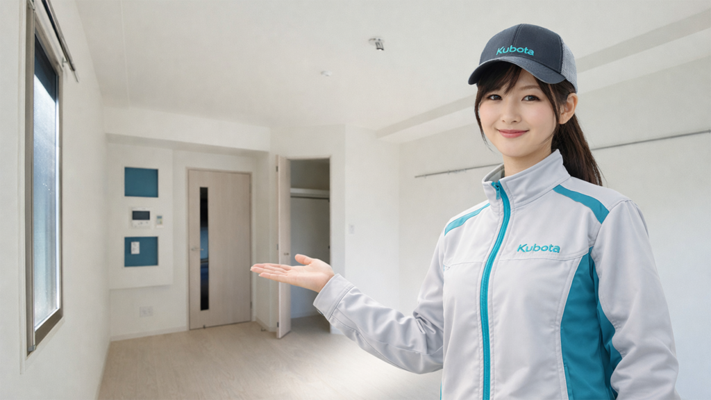 寮を案内しているクボタ期間工