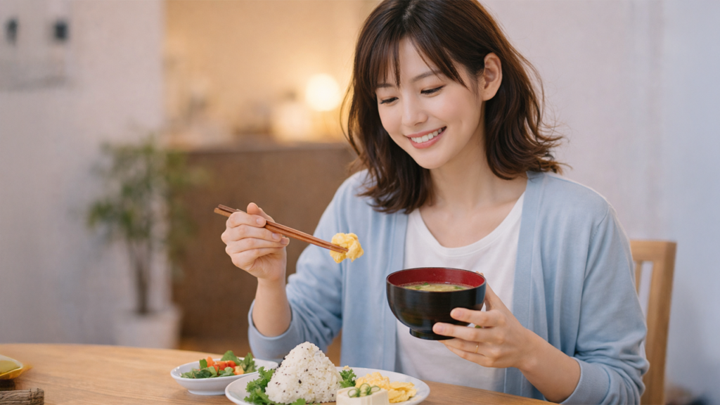 健康的な食事をしている女性