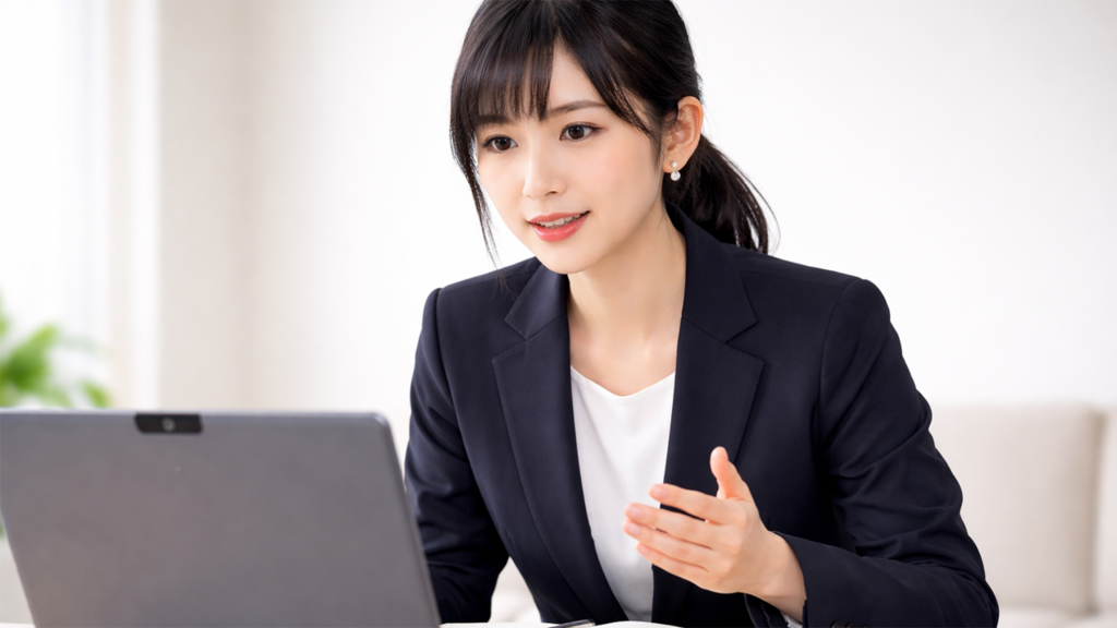 逆質問で意欲を語っている女性