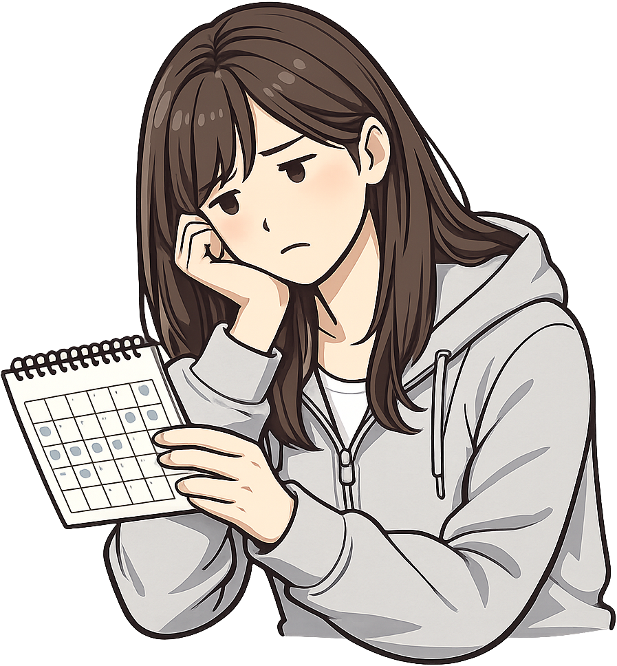 カレンダーを眺めている女性