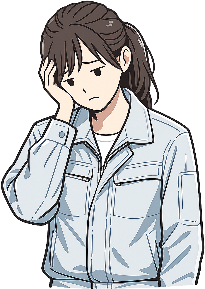 うなだれている工場期間工