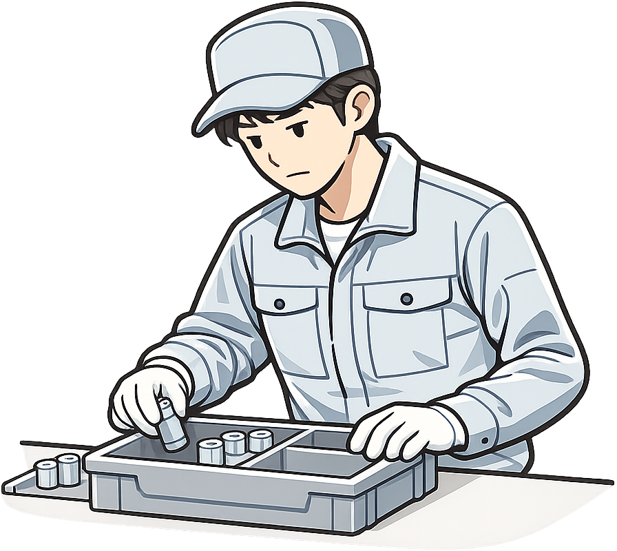 ライン作業に集中している工場期間工