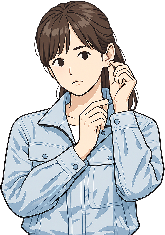 ピアスを外している女性