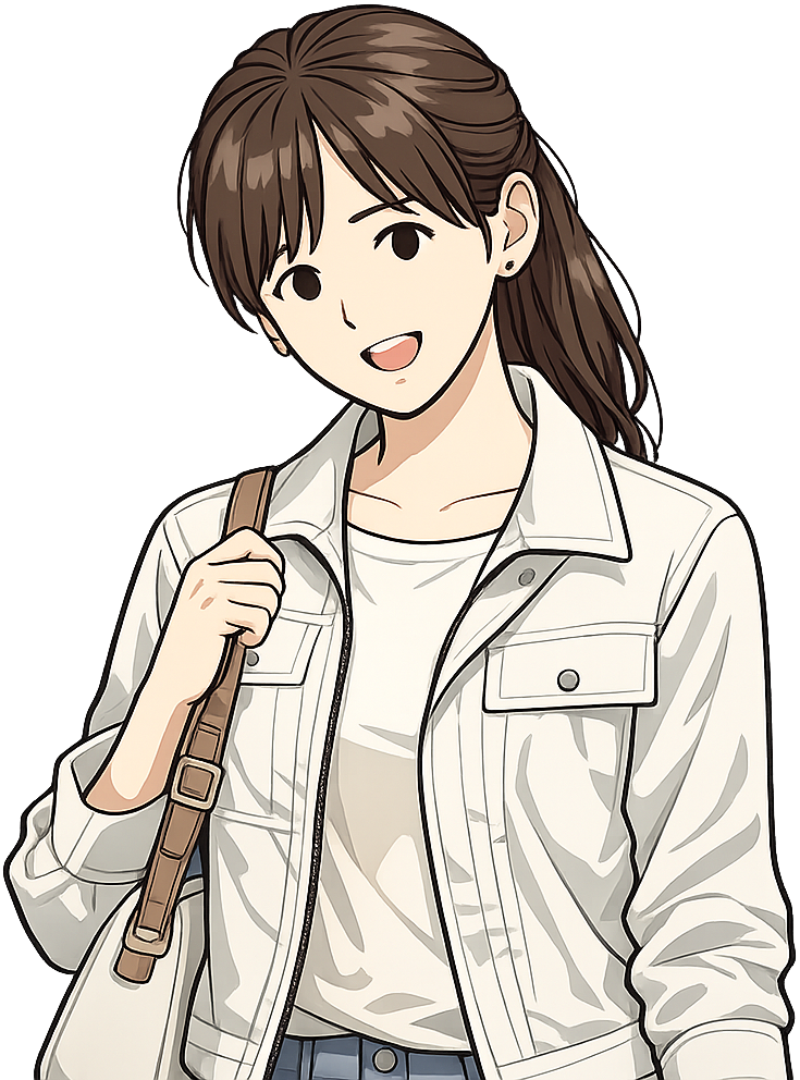 休みに外出している女性