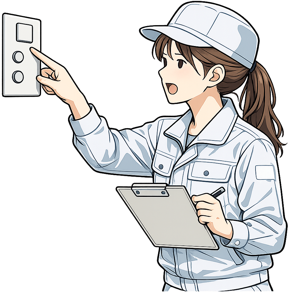 指さし確認している人