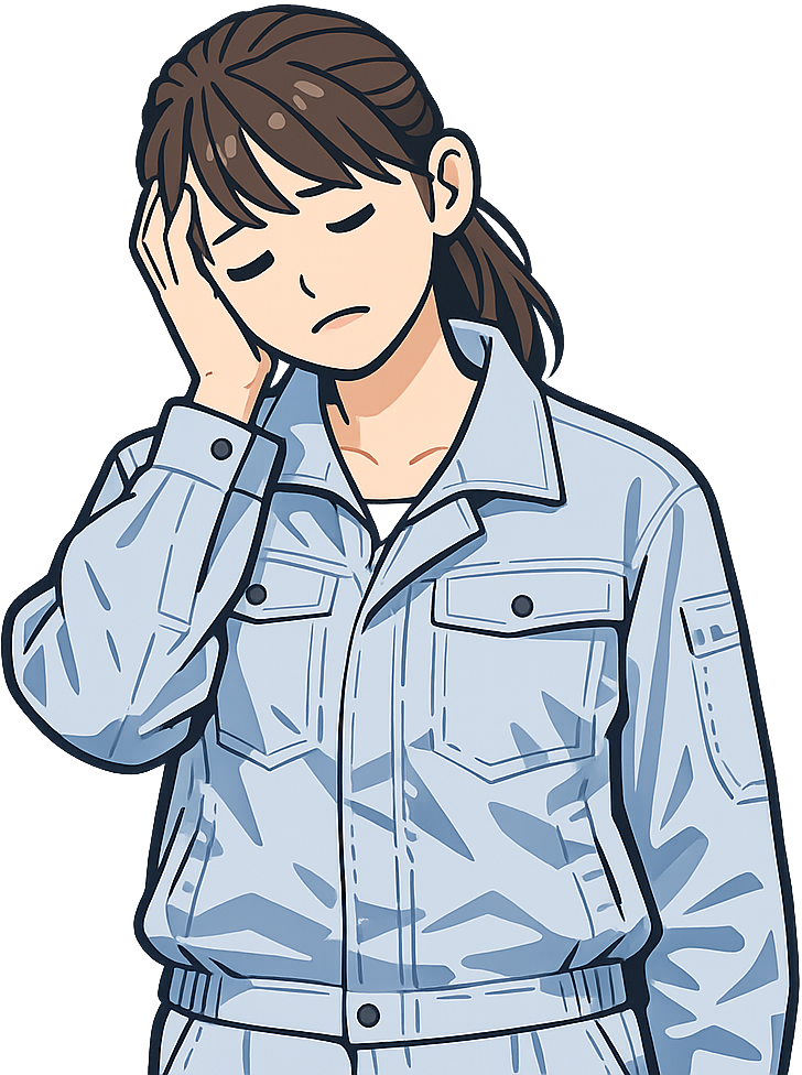 疲れている工場勤務の人