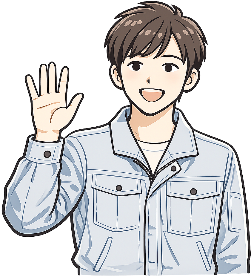 笑顔で挨拶している人