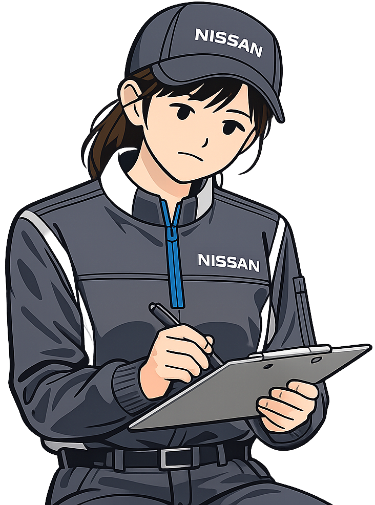 書類に記入している日産期間工