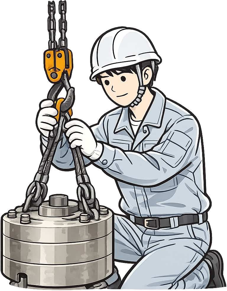 玉掛け作業をしている期間工