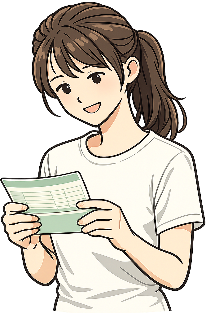 預金通帳を見ている女性