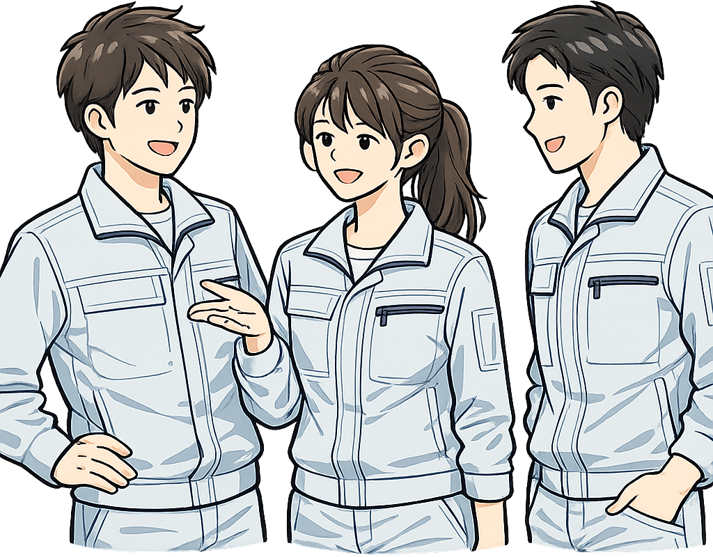 職場で同僚と談笑している