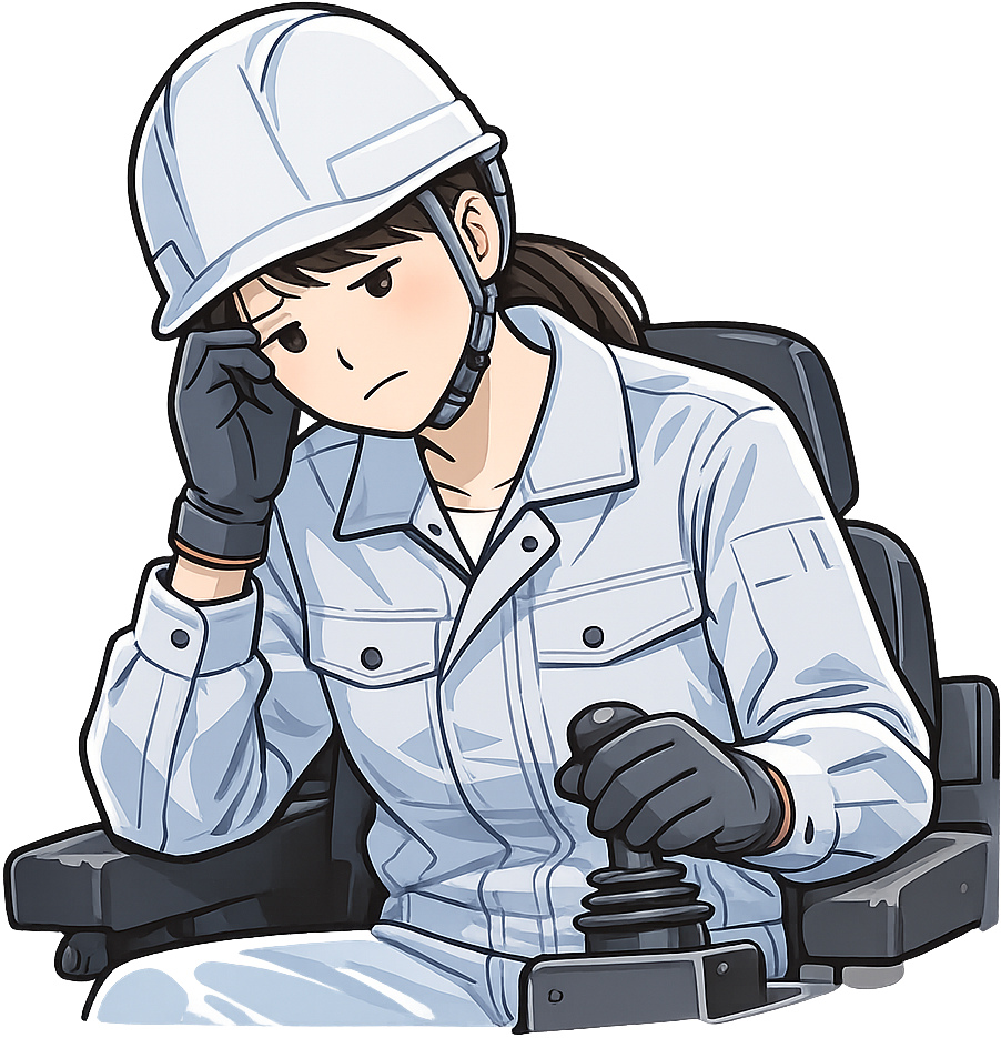 クレーンの仕事で疲弊している人