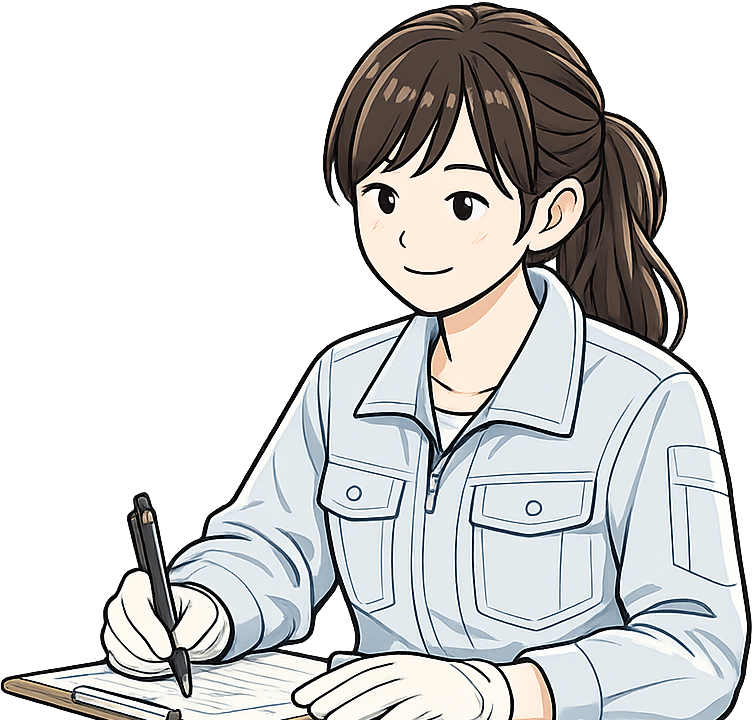 書類に記入している期間工