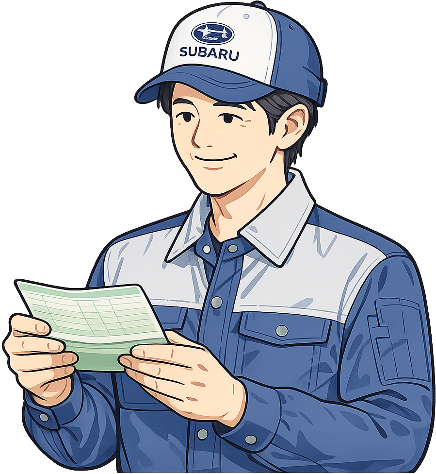 預金通帳を見ているスバル期間工