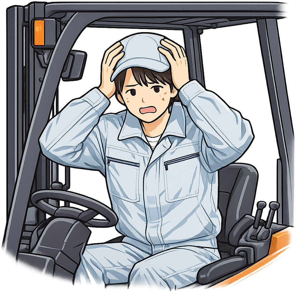 技能講習で慌てている人