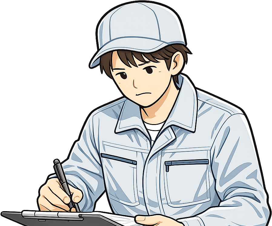 書類に記入している期間工