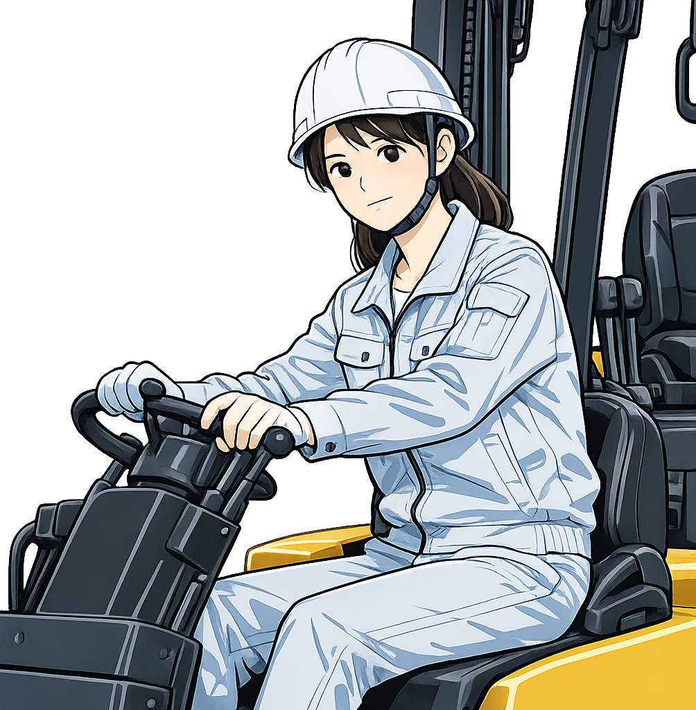 フォークリフトで作業をしている人