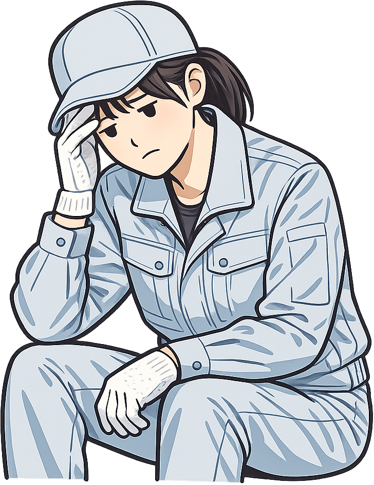 疲れ切っている工場勤務の人