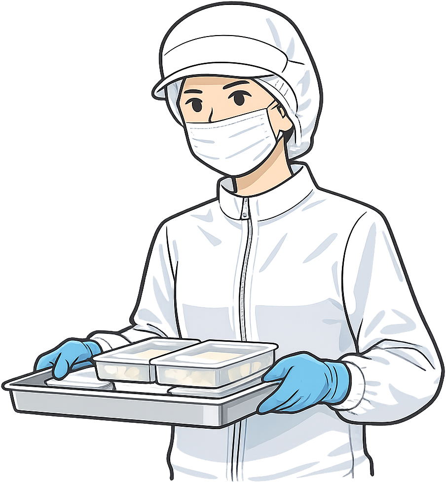 食品工場で働いている人