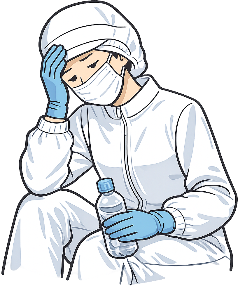 疲労で休憩している