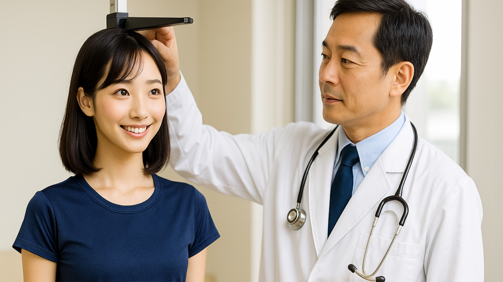 健康診断を受けている女性