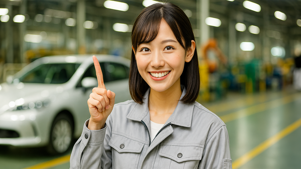 ガイドしている期間工の女性