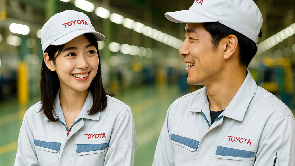 談笑しているトヨタ期間工の男女