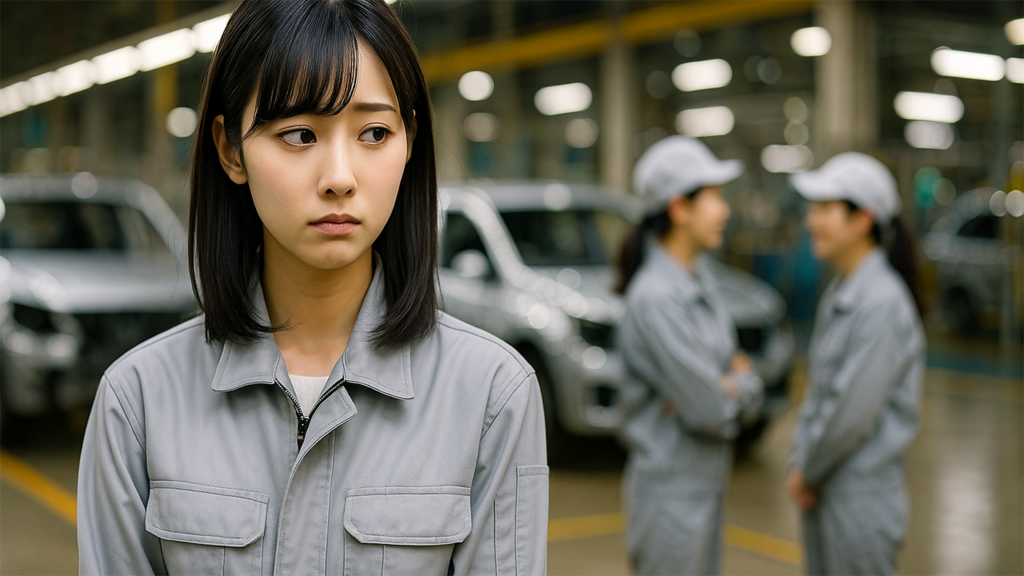 落ち込んでいる期間工の女性