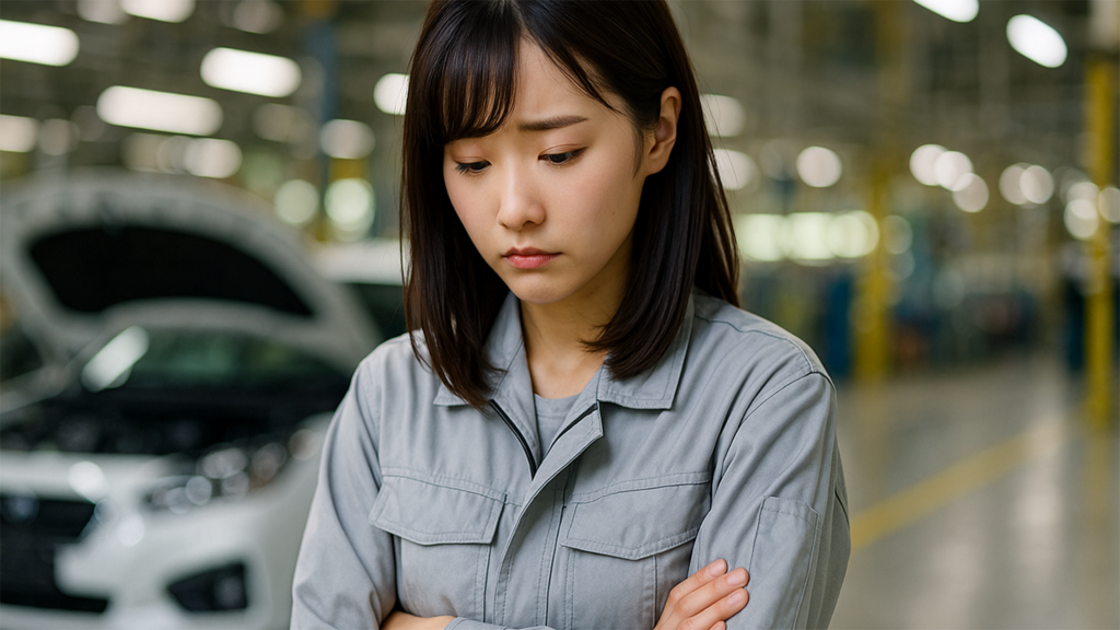 職場で疑問を感じている期間工の女性