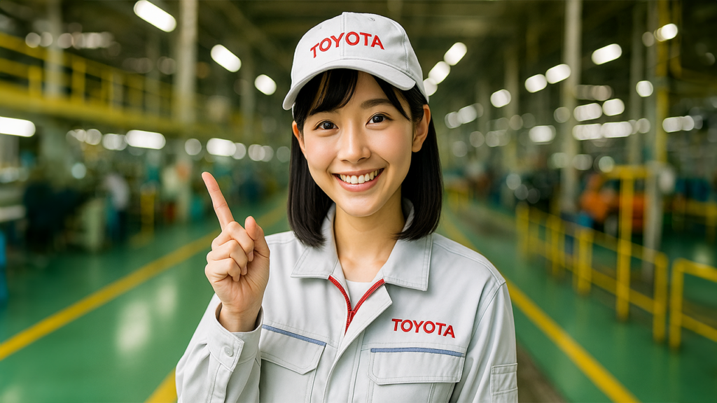 ガイドしているトヨタ期間工の女性