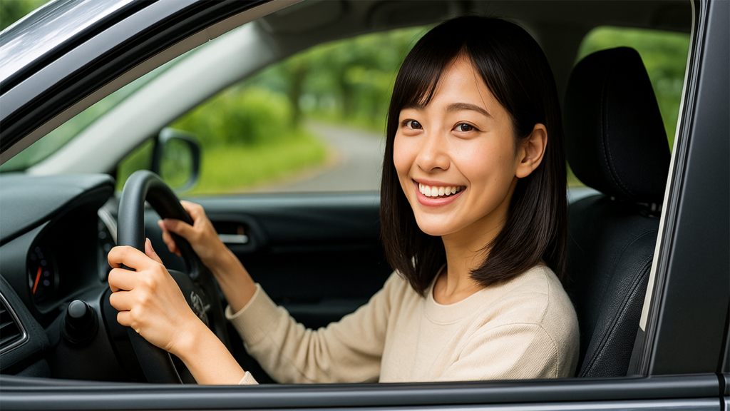 車通勤している女性