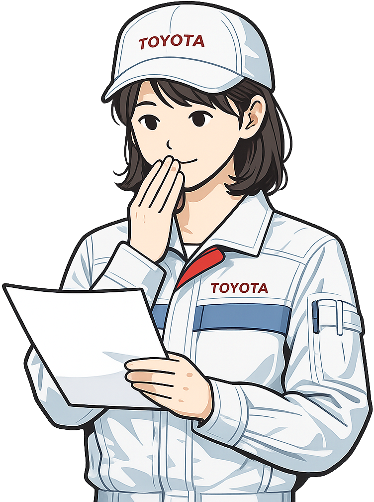 書類を確認しているトヨタ期間工