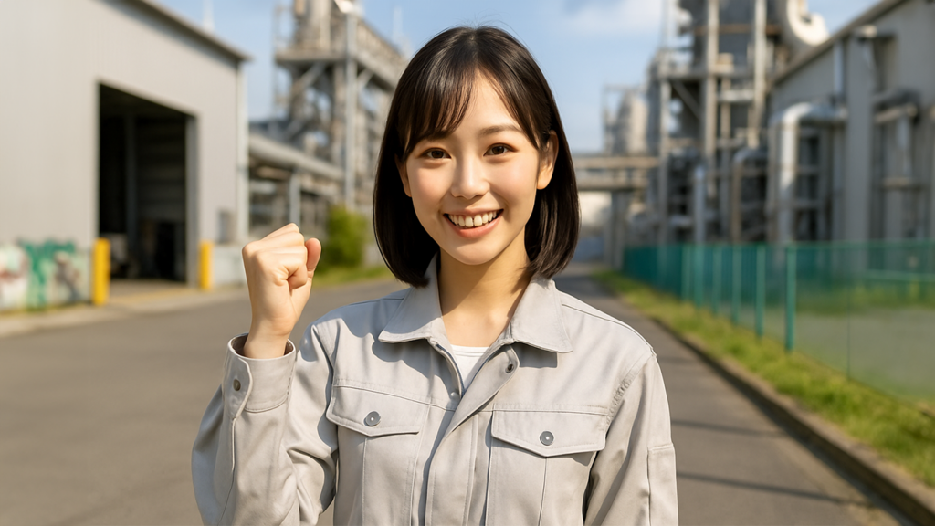 ガッツポーズしている女性