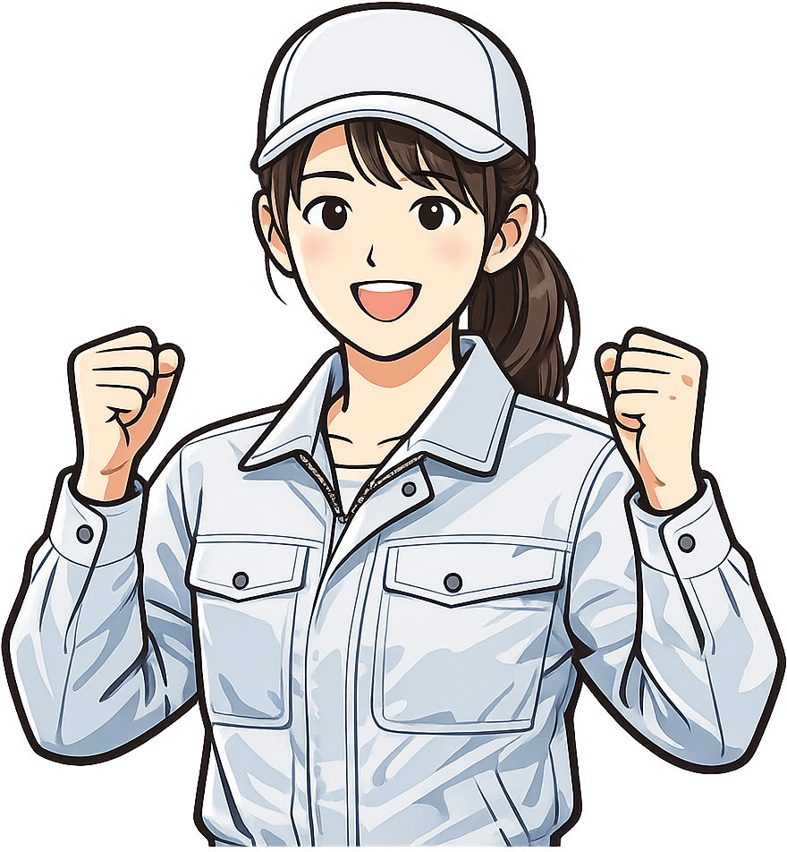 ガッツポーズしている期間工