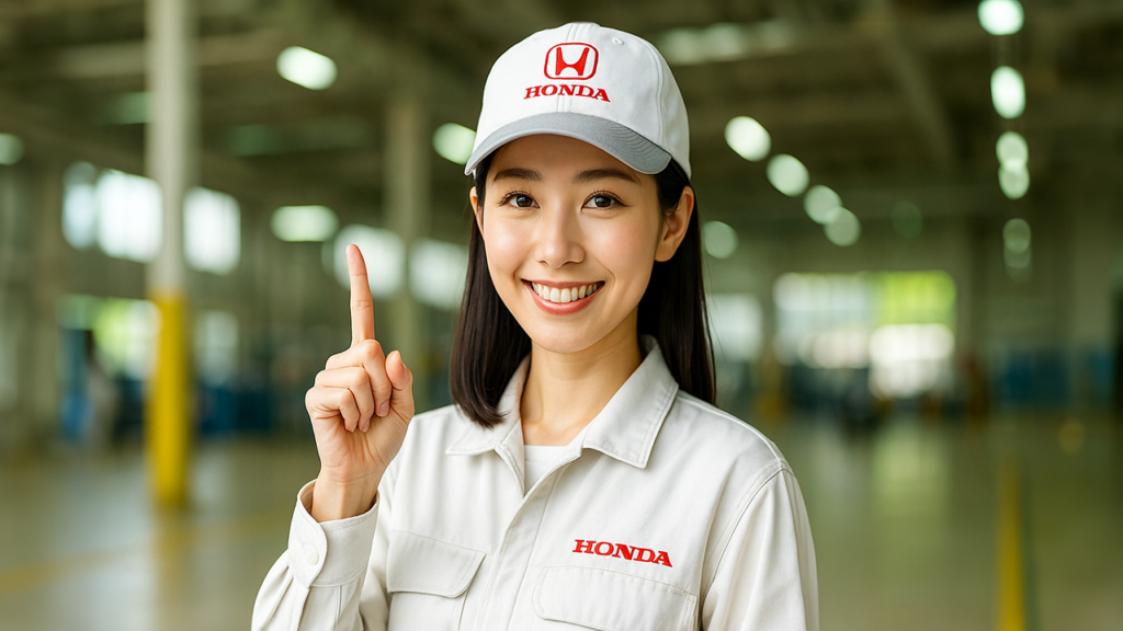 ガイドしているホンダ期間工の女性