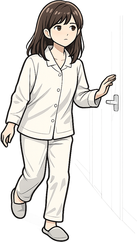 そっと歩いている人