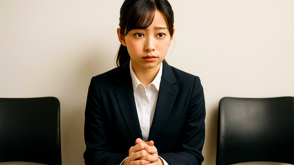 採用面接を待っている女性