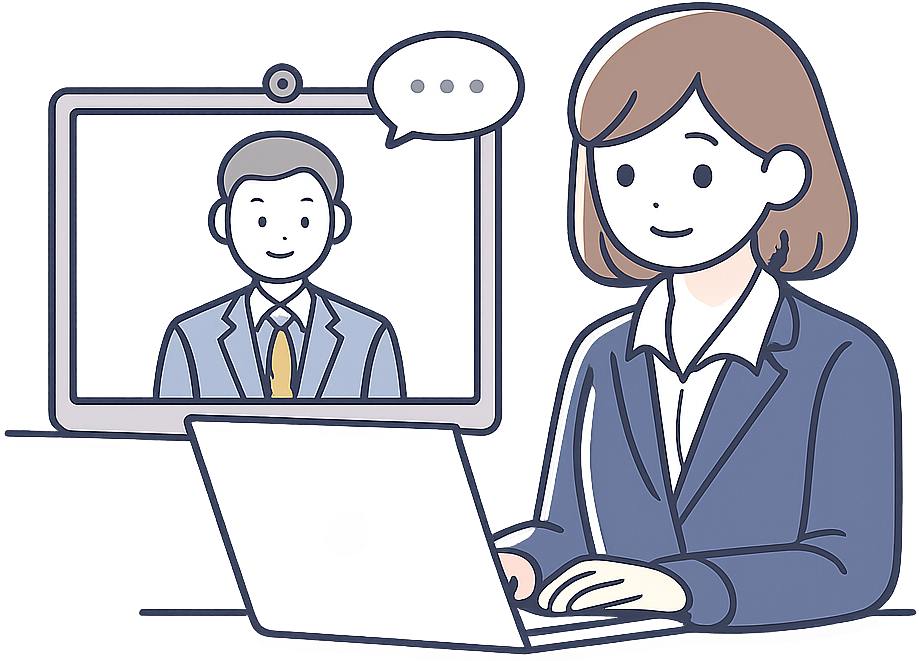 Web面接を受けている女性