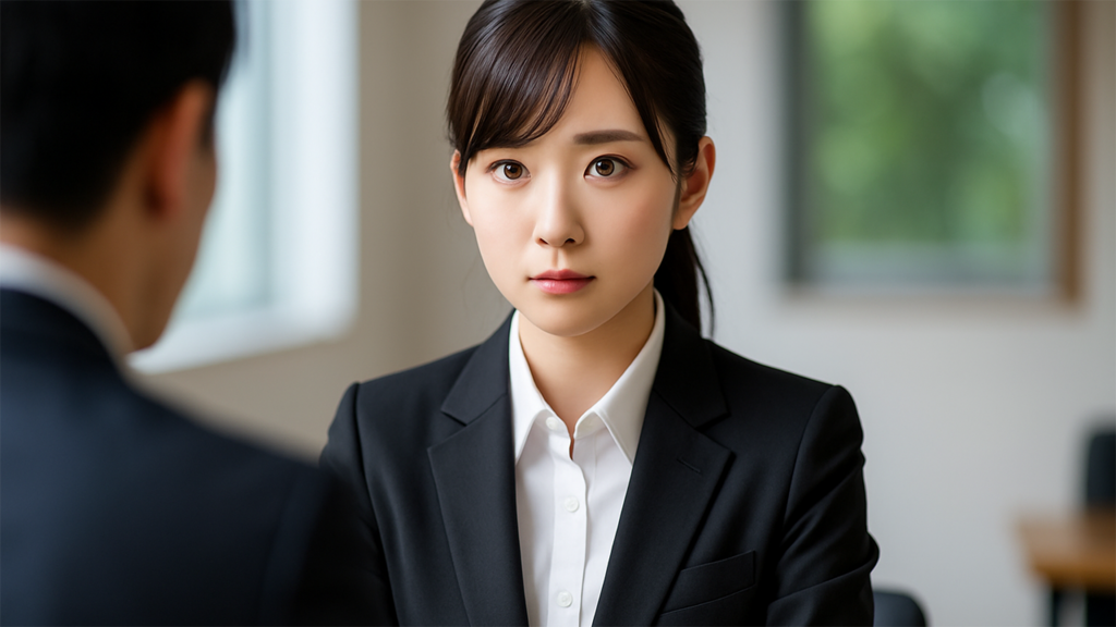 採用面接を受けている女性