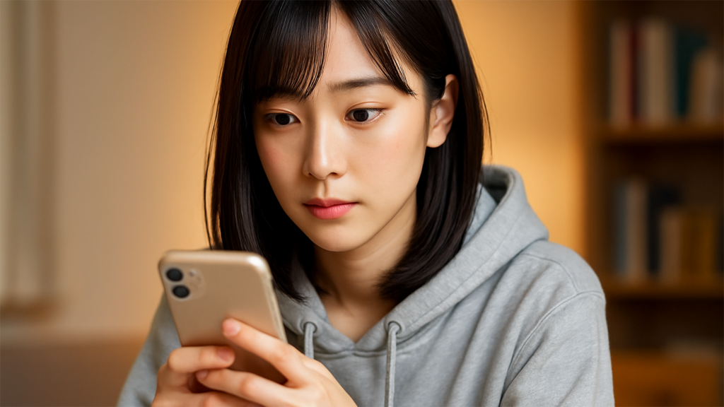 スマホを見ている女性